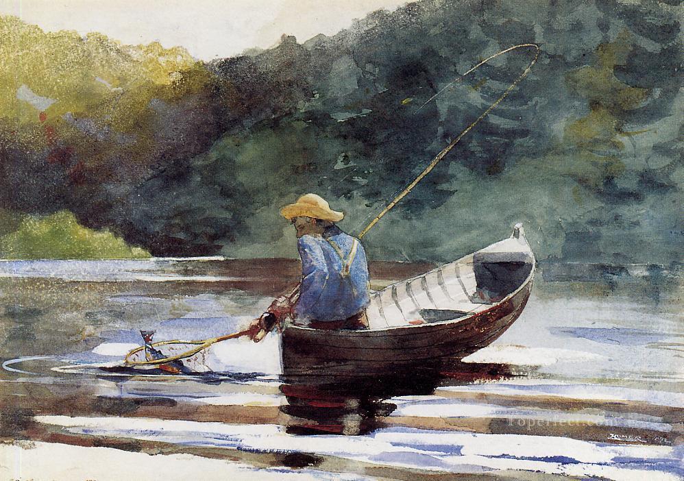 Niño pescando Winslow Homer acuarela Pintura al óleo
